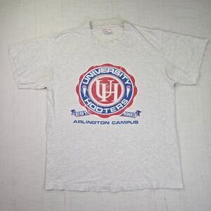 VTG Hooters University T Shirt L Men's Gray Arlington Campus Single Stitch USA